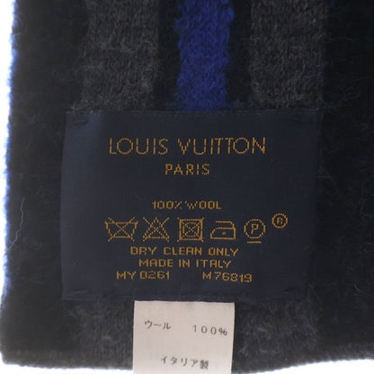 Louis Vuitton Echarpe Monogram Striped Wool Knit Scarf Gray