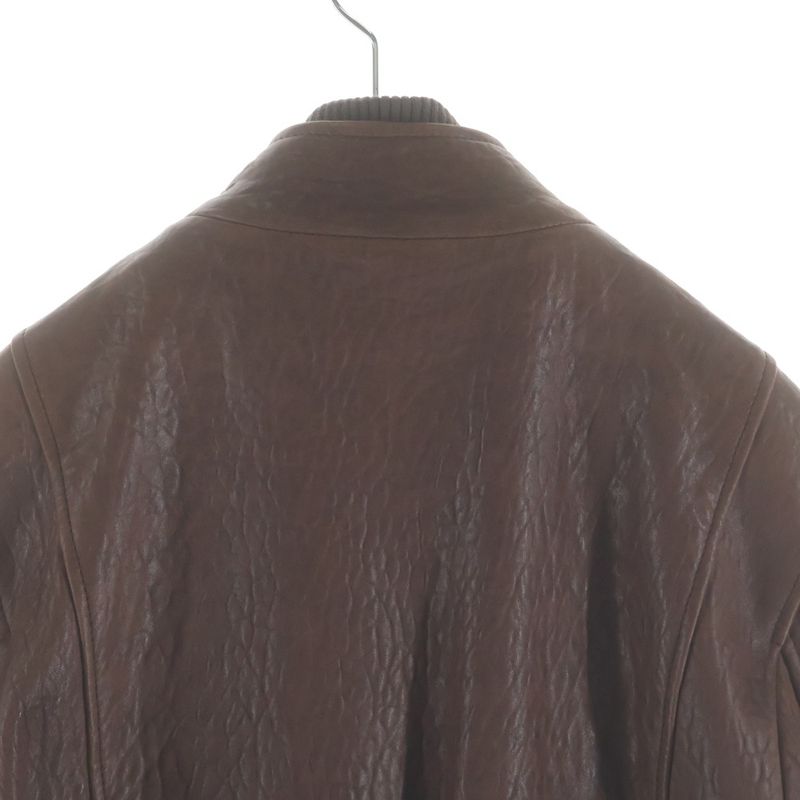 Dolce & Gabbana Lamb Leather Layered Double Zip Jacket Brown