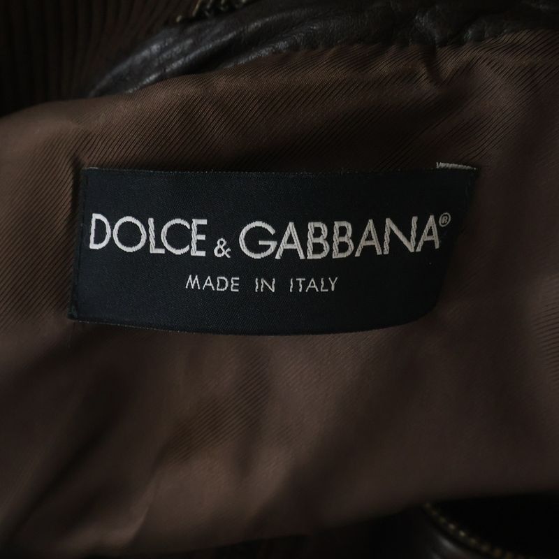 Dolce & Gabbana Lamb Leather Layered Double Zip Jacket Brown