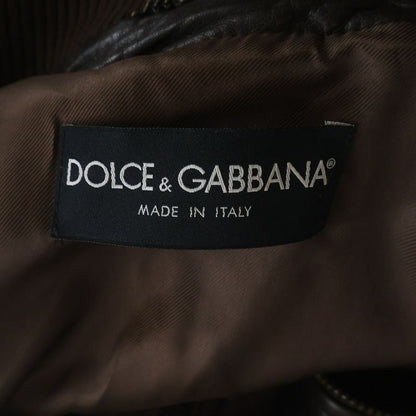 Dolce & Gabbana Lamb Leather Layered Double Zip Jacket Brown