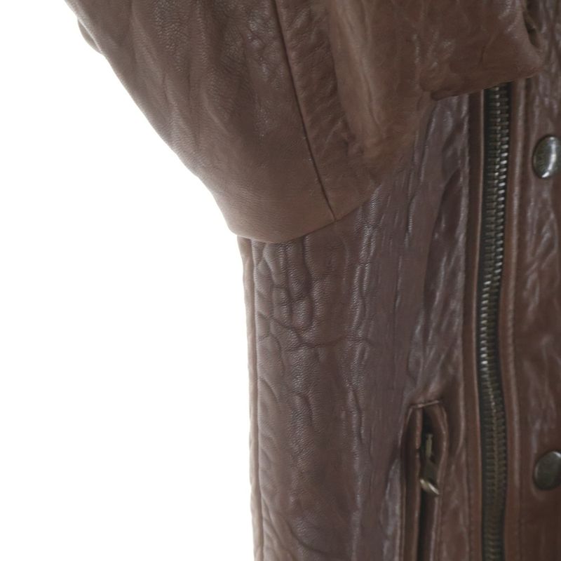 Dolce & Gabbana Lamb Leather Layered Double Zip Jacket Brown