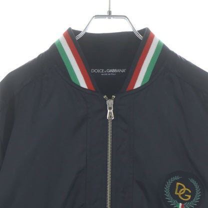 Dolce & Gabbana Zip Up Nylon Jacket with Logo Patch Black