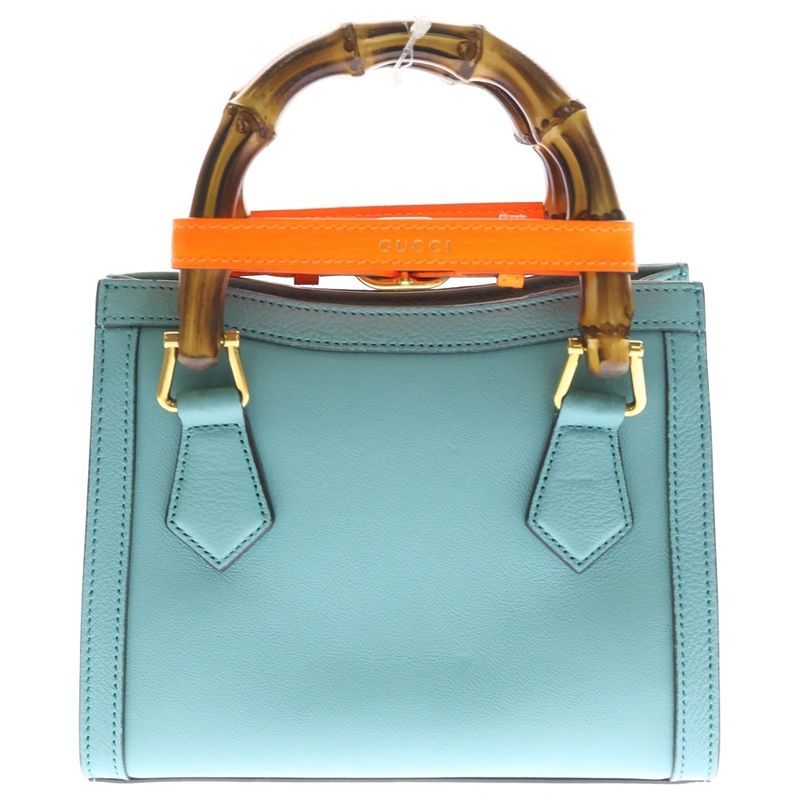 Gucci GG Diana Small Leather Bamboo 2-Way Shoulder Bag Blue