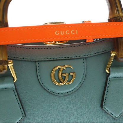 Gucci GG Diana Small Leather Bamboo 2-Way Shoulder Bag Blue