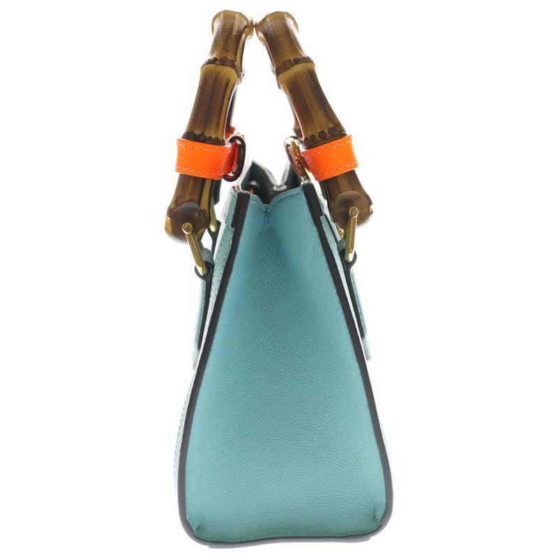 Gucci GG Diana Small Leather Bamboo 2-Way Shoulder Bag Blue