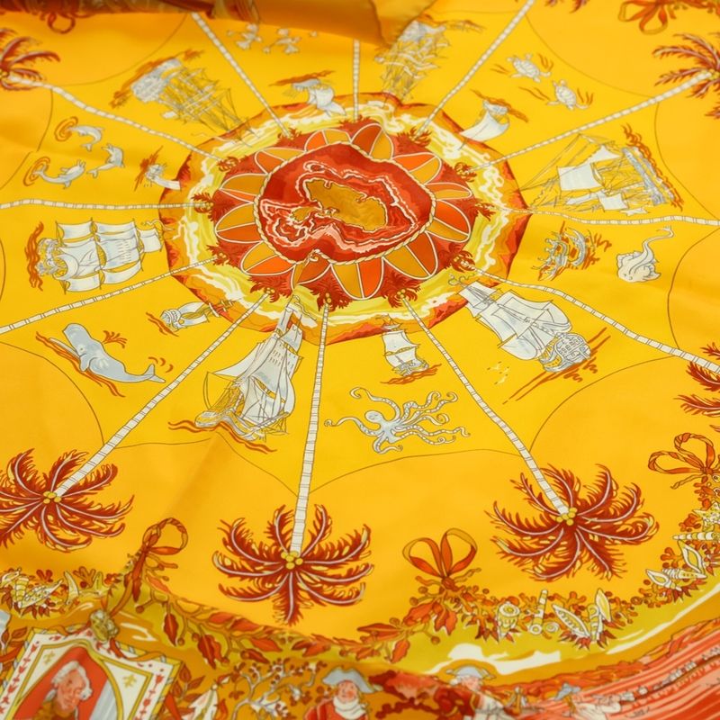 Hermes Carre 90 Iles Vanikoro OU de la Perouse Scarf Yellow