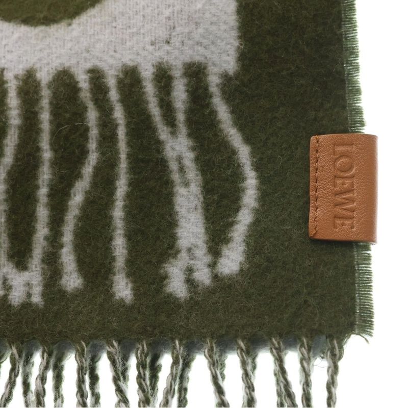 Loewe Logo Leather Patch Side Edge Two Scarf