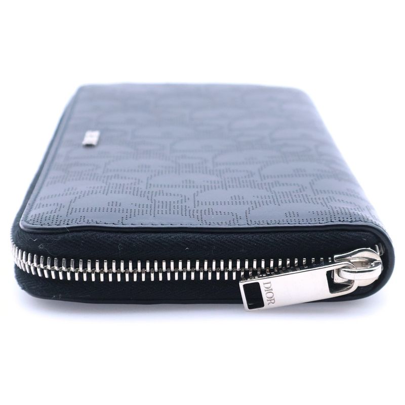 Dior Oblique Galaxy Round Zip Wallet Black