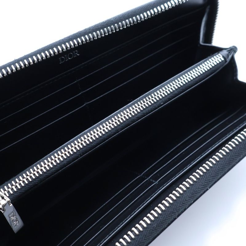 Dior Oblique Galaxy Round Zip Wallet Black