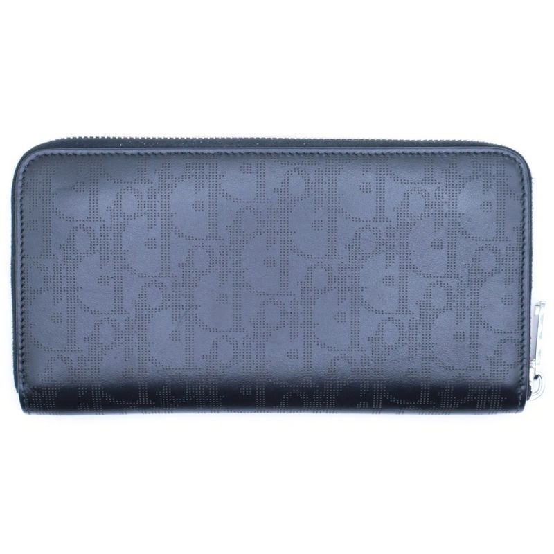 Dior Oblique Galaxy Round Zip Wallet Black