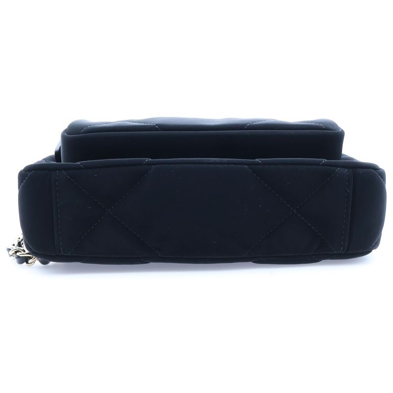 Chanel Quilted Coconage Chain Clutch Velvet Effect Nylon Shoulder Bag Gold Black