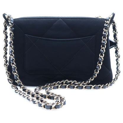 Chanel Quilted Coconage Chain Clutch Velvet Effect Nylon Shoulder Bag Gold Black