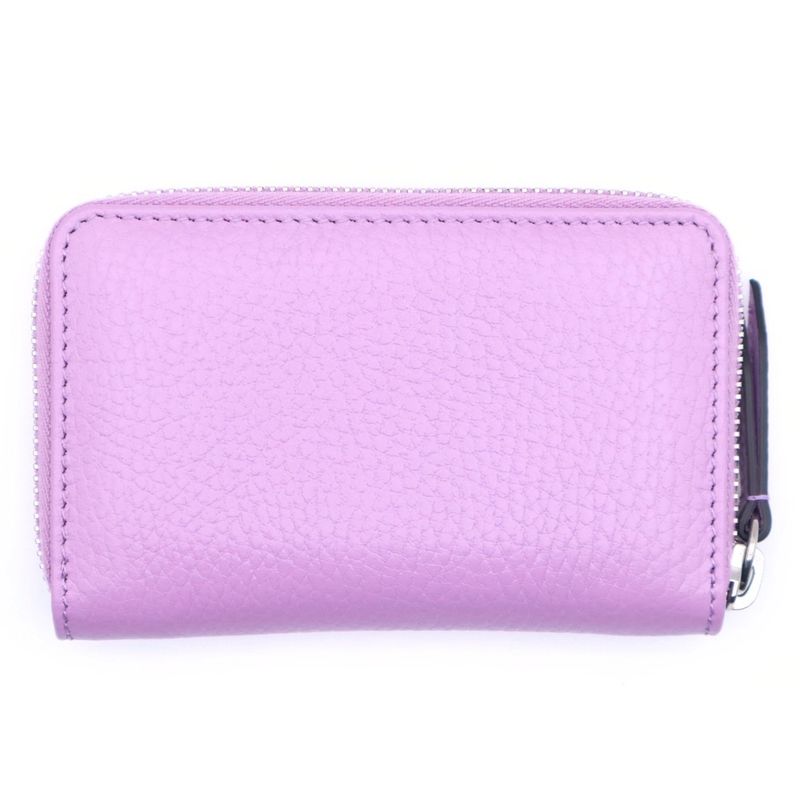 Gucci GG Marmont Round Zip Compact Wallet Mini Purple Leather Silver