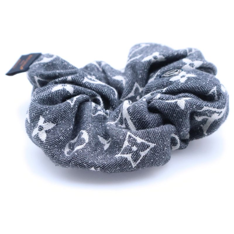 Louis Vuitton Monogram Jacquard Denim Scrunchie Hair Tie Gray