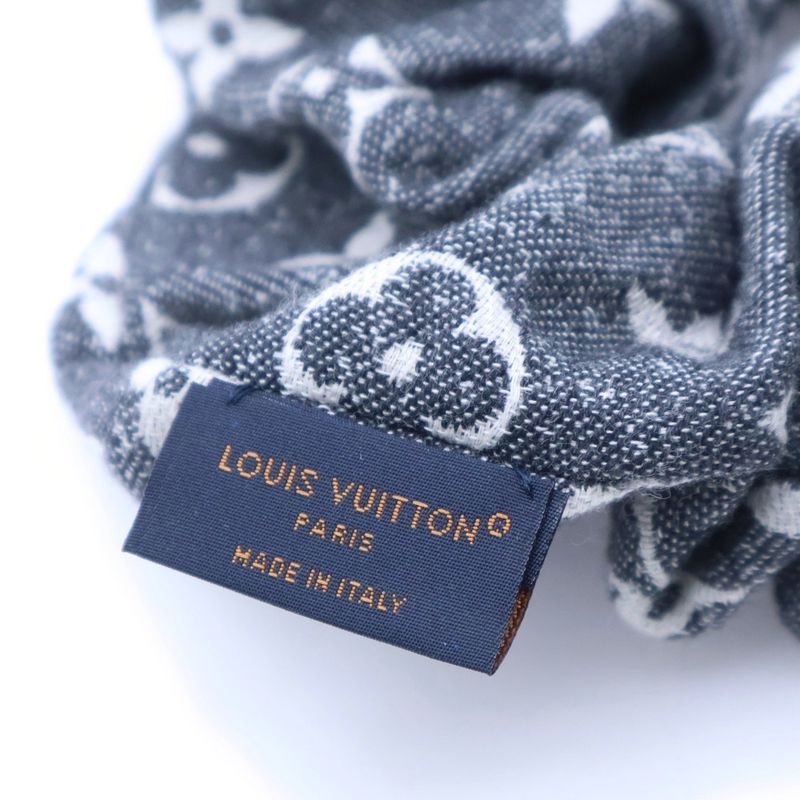 Louis Vuitton Monogram Jacquard Denim Scrunchie Hair Tie Gray