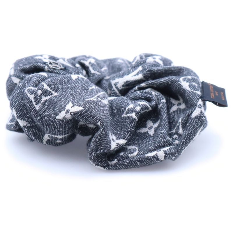 Louis Vuitton Monogram Jacquard Denim Scrunchie Hair Tie Gray