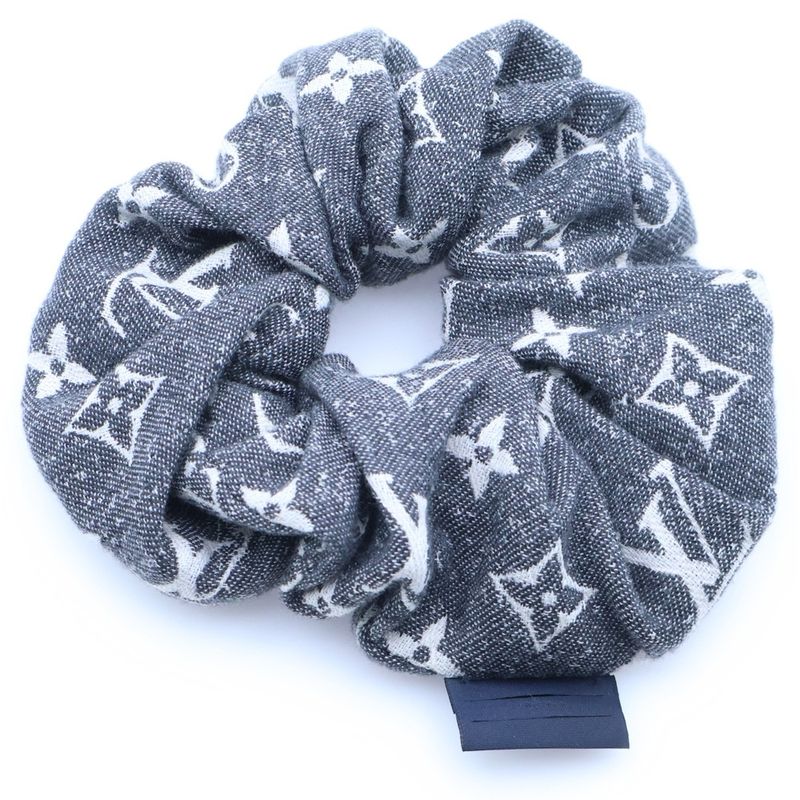 Louis Vuitton Monogram Jacquard Denim Scrunchie Hair Tie Gray