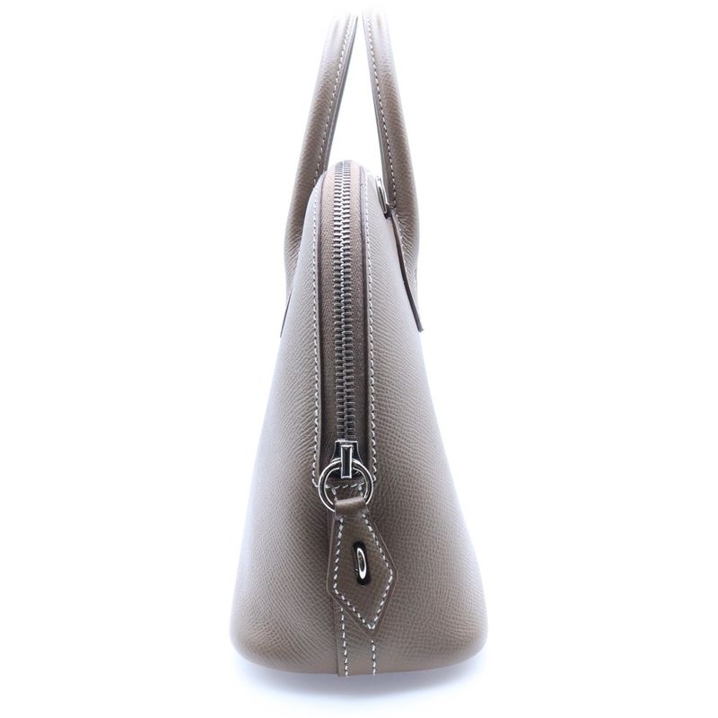 Hermes Bolide 25 Epsom Etoupe Leather Shoulder Bag Brown Silver