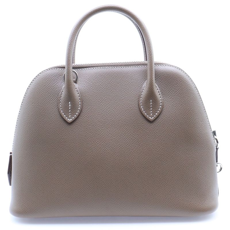 Hermes Bolide 25 Epsom Etoupe Leather Shoulder Bag Brown Silver