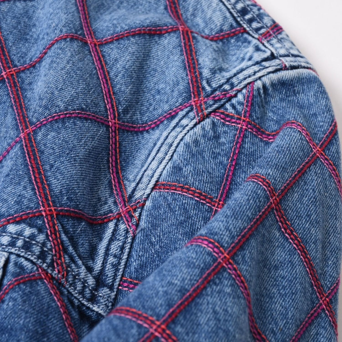 Chanel Collarless Denim Jacket CC Logo Stitch Blue — view 5