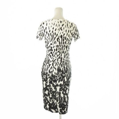 Max Mara Macsmart la White Tag Dress 40 Black Monotonous Total Pattern V-neck