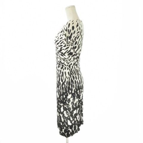Max Mara Macsmart la White Tag Dress 40 Black Monotonous Total Pattern V-neck