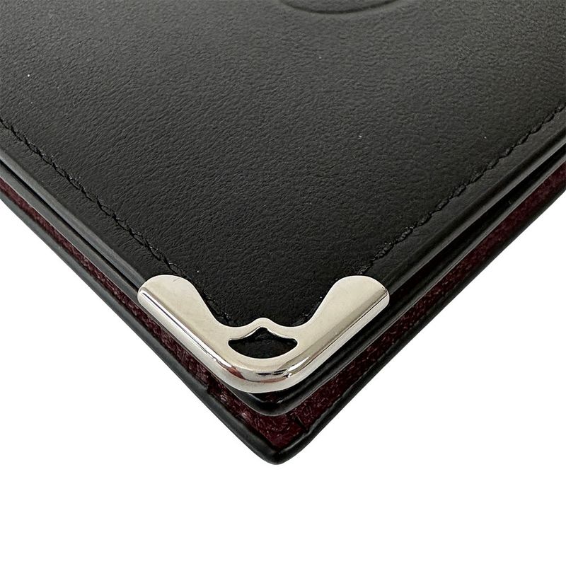 Cartier Card Case Must Leather Black Compact Small Adult Simple Business