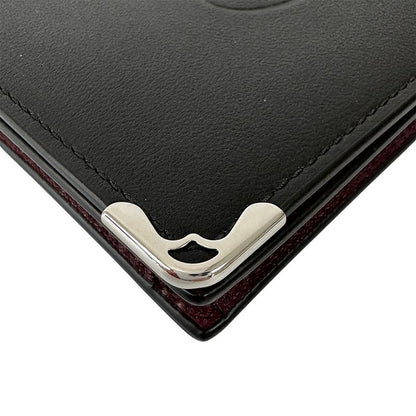 Cartier Card Case Must Leather Black Compact Small Adult Simple Business