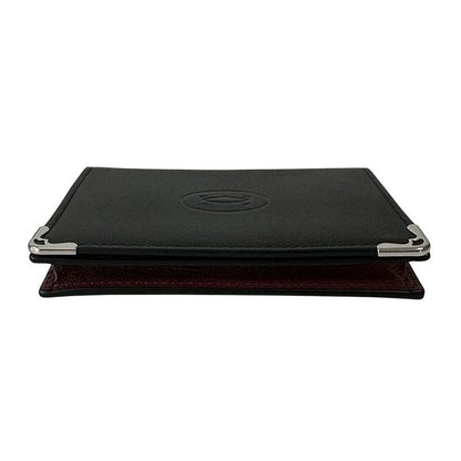 Cartier Card Case Must Leather Black Compact Small Adult Simple Business