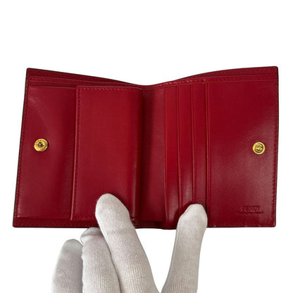 Fendi Wallet Efiz Bifold Leather Red Compact Mini