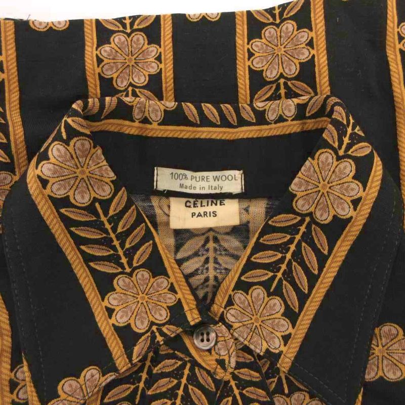 Celine Seri Nu Shirt Blouse Long Sleeve Total Pattern le Bai Cara 38 Black