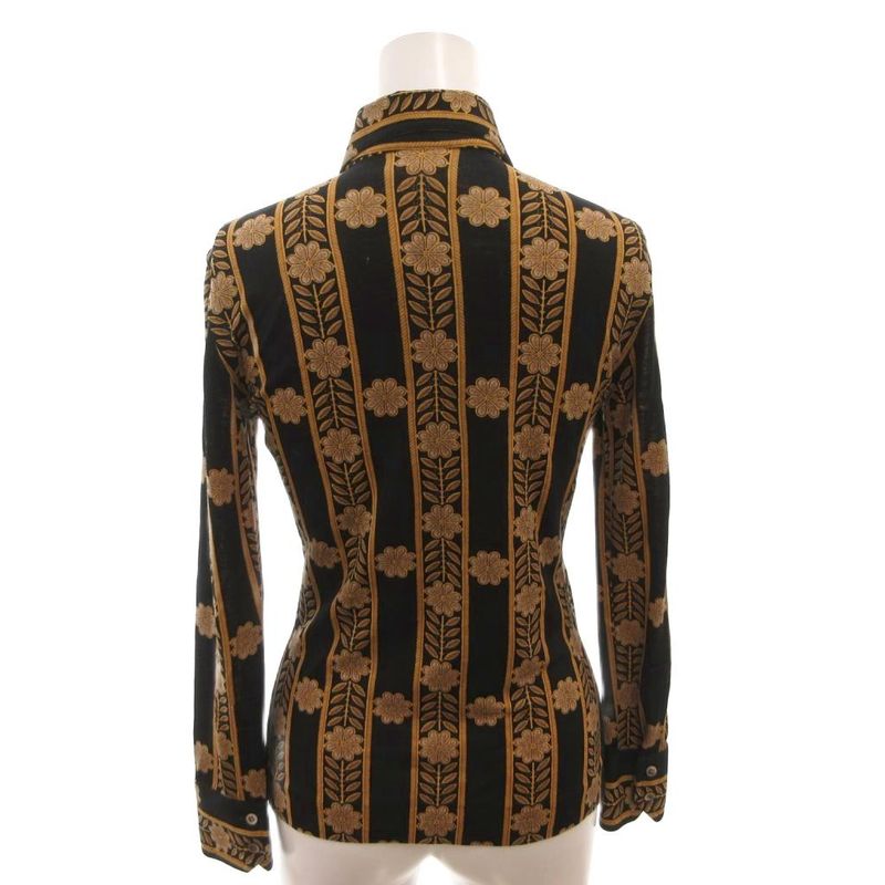 Celine Seri Nu Shirt Blouse Long Sleeve Total Pattern le Bai Cara 38 Black