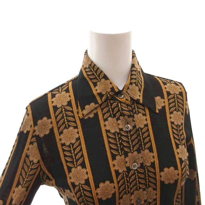 Celine Seri Nu Shirt Blouse Long Sleeve Total Pattern le Bai Cara 38 Black