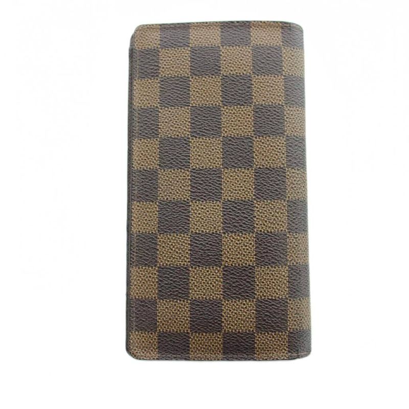 Louis Vuitton Porte Valle Carte Cles Wallet Billfold Logo Damier Leather Brown
