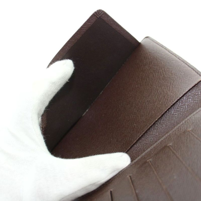 Louis Vuitton Porte Valle Carte Cles Wallet Billfold Logo Damier Leather Brown