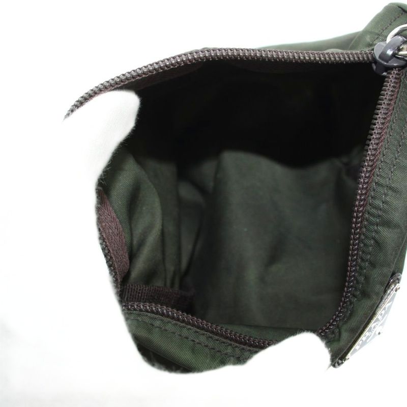 Prada Pouch Case Multi Nylon Triangular Plate Logo Green