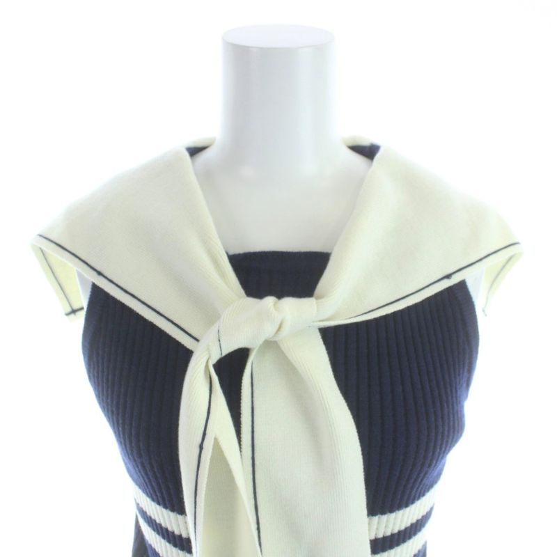 Dior Marinier Sera Color Sweater Knit Sleeveless Vest Ivory Navy MW