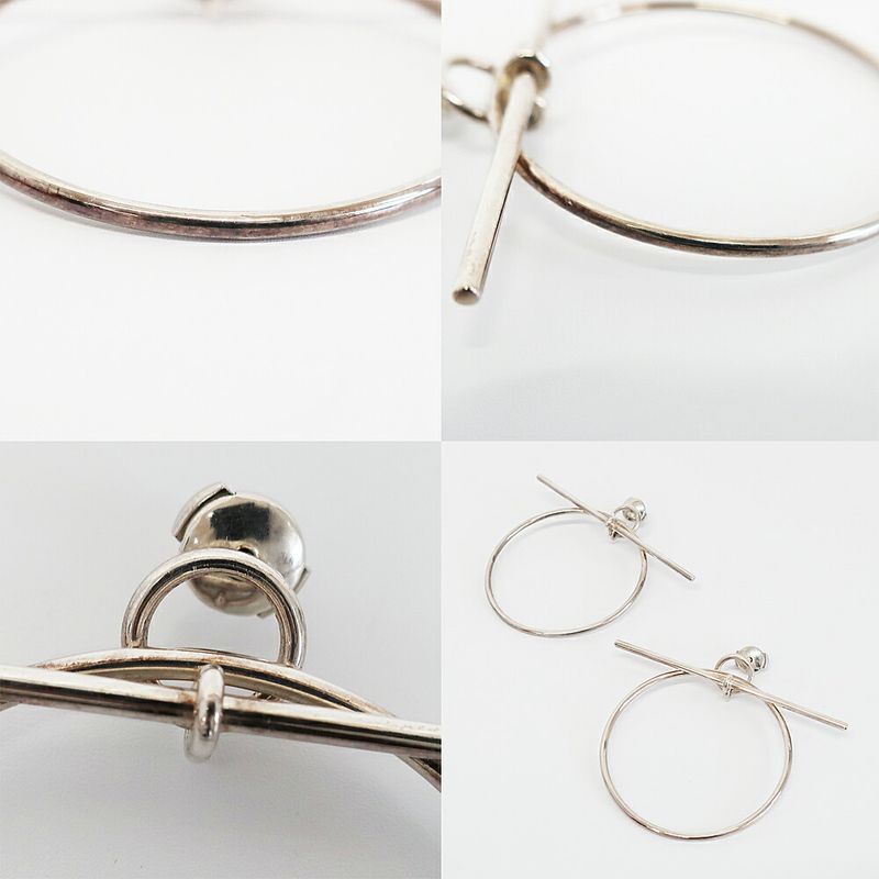 Hermes Earrings Loop MM Pair Silver
