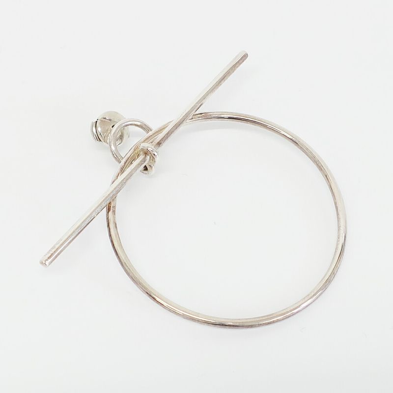 Hermes Earrings Loop MM Pair Silver