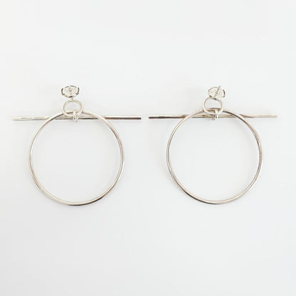 Hermes Earrings Loop MM Pair Silver