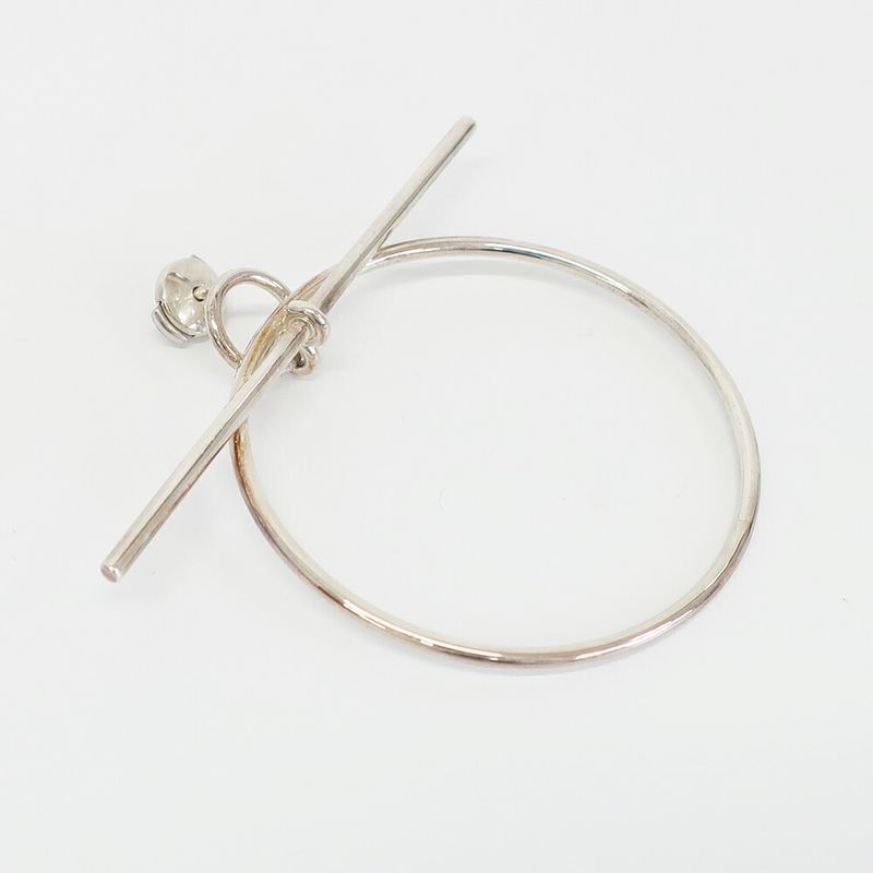 Hermes Earrings Loop MM Pair Silver