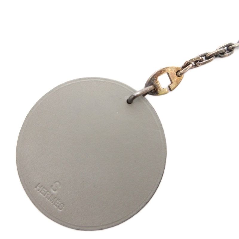 Hermes Animal Charm Key Holder Rabbit Print Chain Logo Gray Keychain
