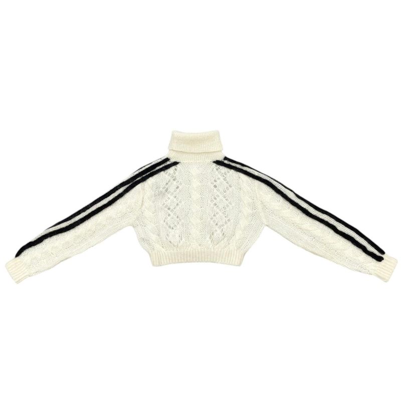 Gucci Adidas Collaboration Sweater Turtleneck Cropped Length Knit XS Logo White