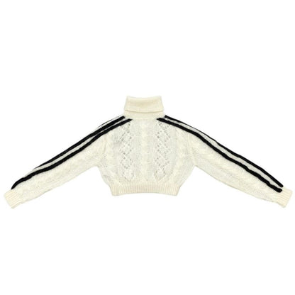 Gucci Adidas Collaboration Sweater Turtleneck Cropped Length Knit XS Logo White