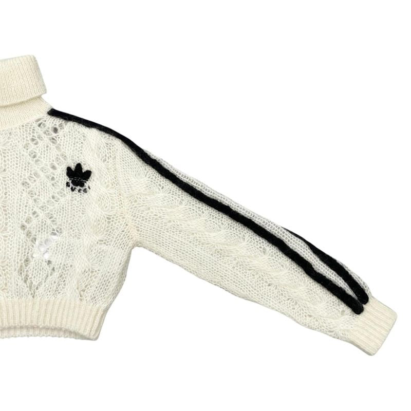 Gucci Adidas Collaboration Sweater Turtleneck Cropped Length Knit XS Logo White