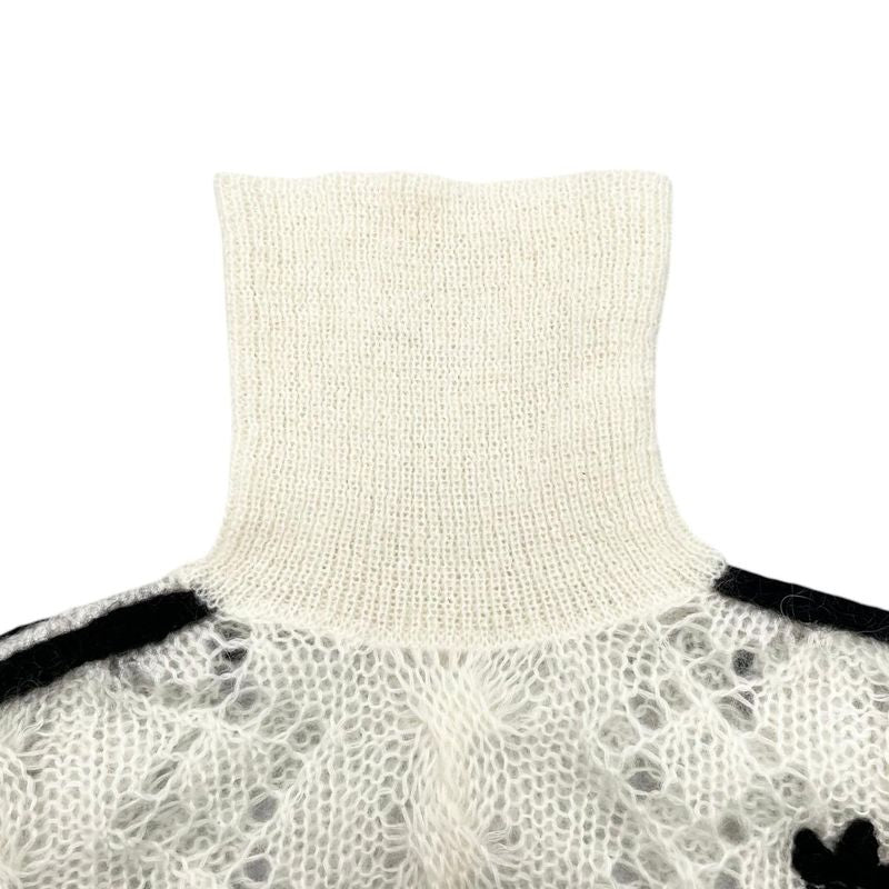 Gucci Adidas Collaboration Sweater Turtleneck Cropped Length Knit XS Logo White