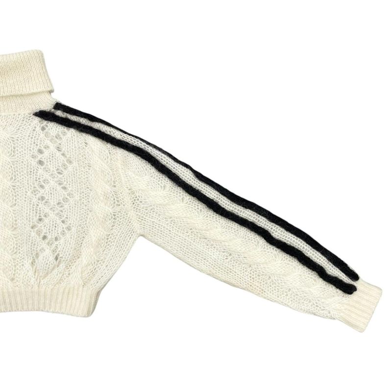 Gucci Adidas Collaboration Sweater Turtleneck Cropped Length Knit XS Logo White