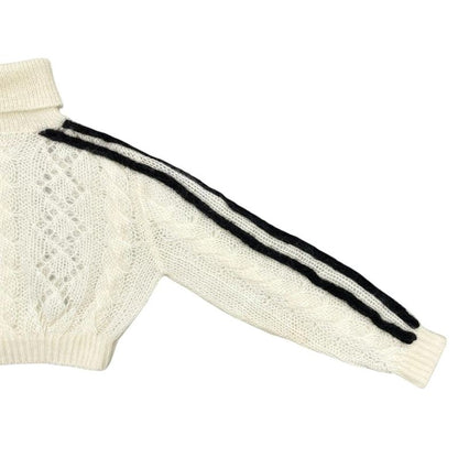 Gucci Adidas Collaboration Sweater Turtleneck Cropped Length Knit XS Logo White