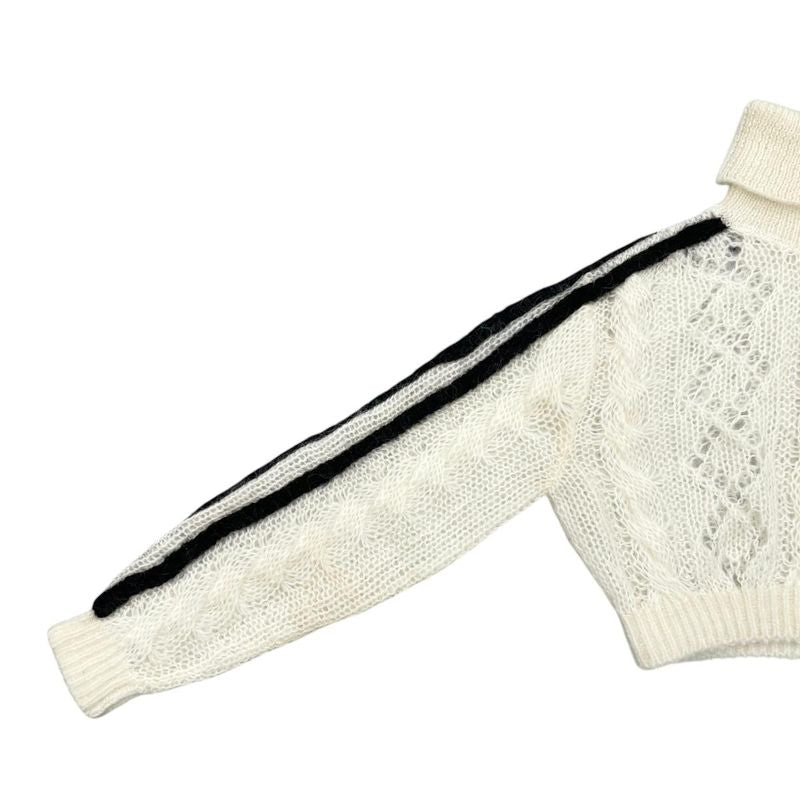 Gucci Adidas Collaboration Sweater Turtleneck Cropped Length Knit XS Logo White