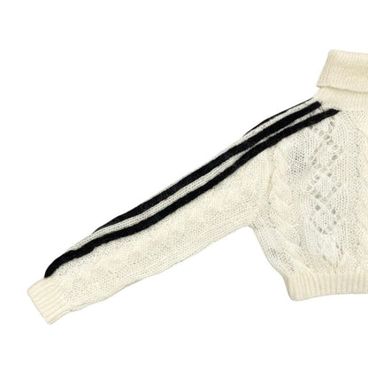 Gucci Adidas Collaboration Sweater Turtleneck Cropped Length Knit XS Logo White